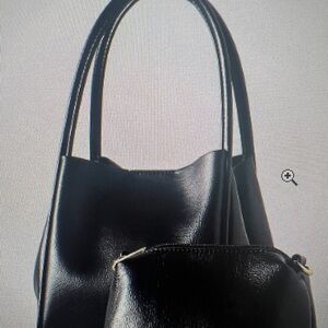 New Anthropologie Mini Hollace Tote Crossbody Black with Pouch